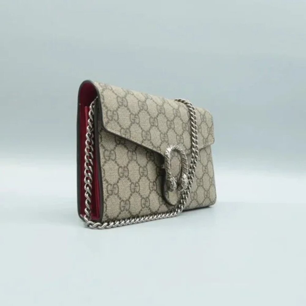 100% Authentic GUCCI Dionysus Brown Canvas Shoulder Bag - Picture 3 of 12